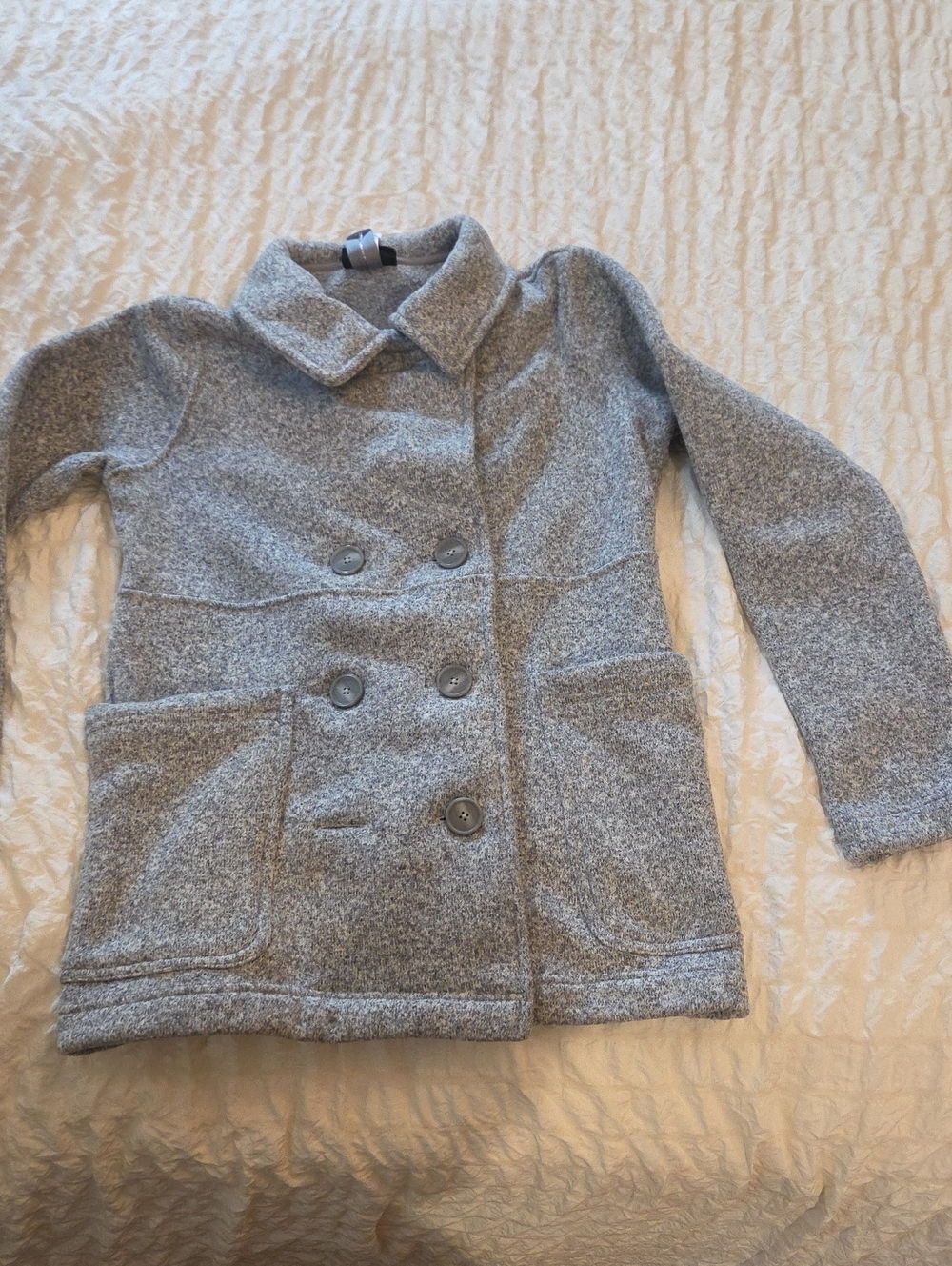 Patagonia Heather Gray Double-Breasted Peacoat